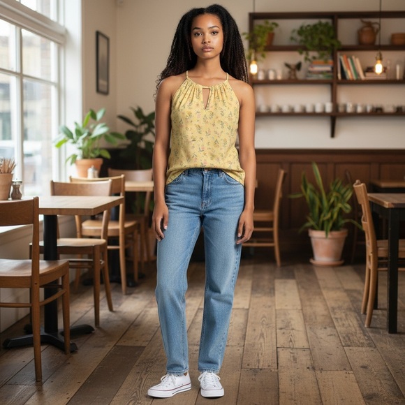 RW & Co Top, soft yellow floral, flowy, lined, cottage core, size M - Picture 9 of 9